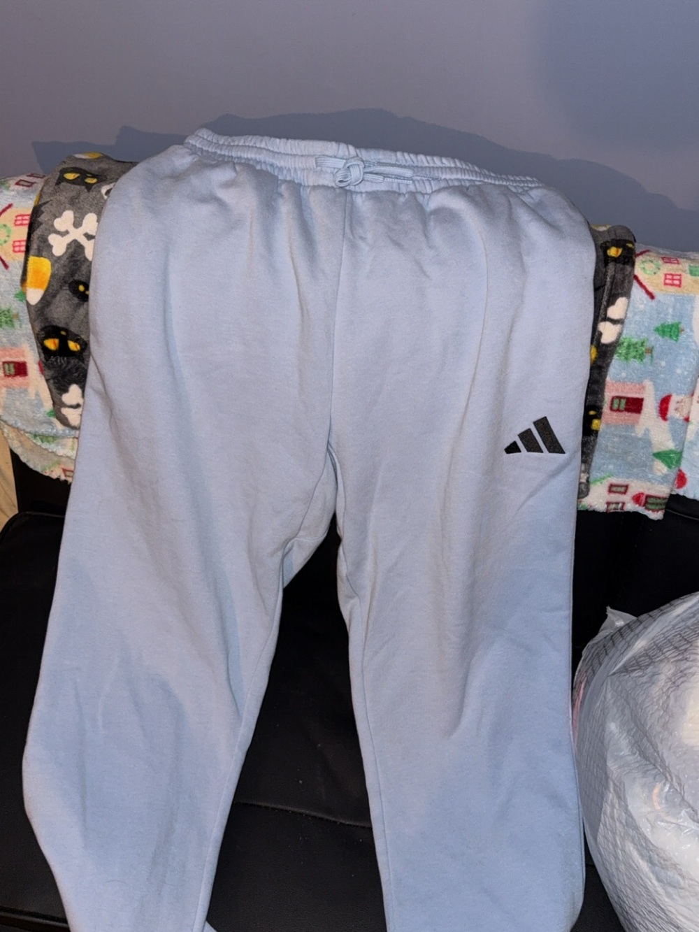 adidas Kids Light Blue Jogger Sweatpants with Black Logo